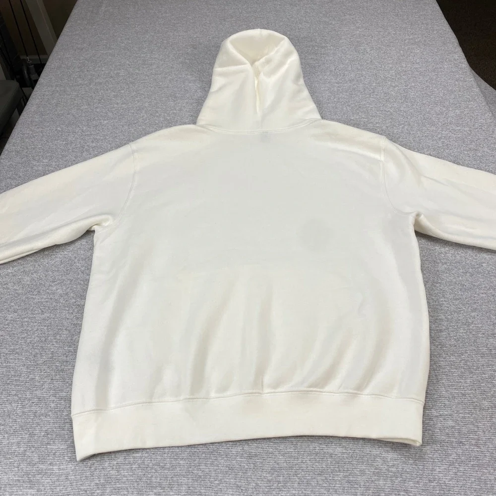 Adidas Mens‎ Essentials Fleece Logo Hoodie White Red Blue Pullover Medium